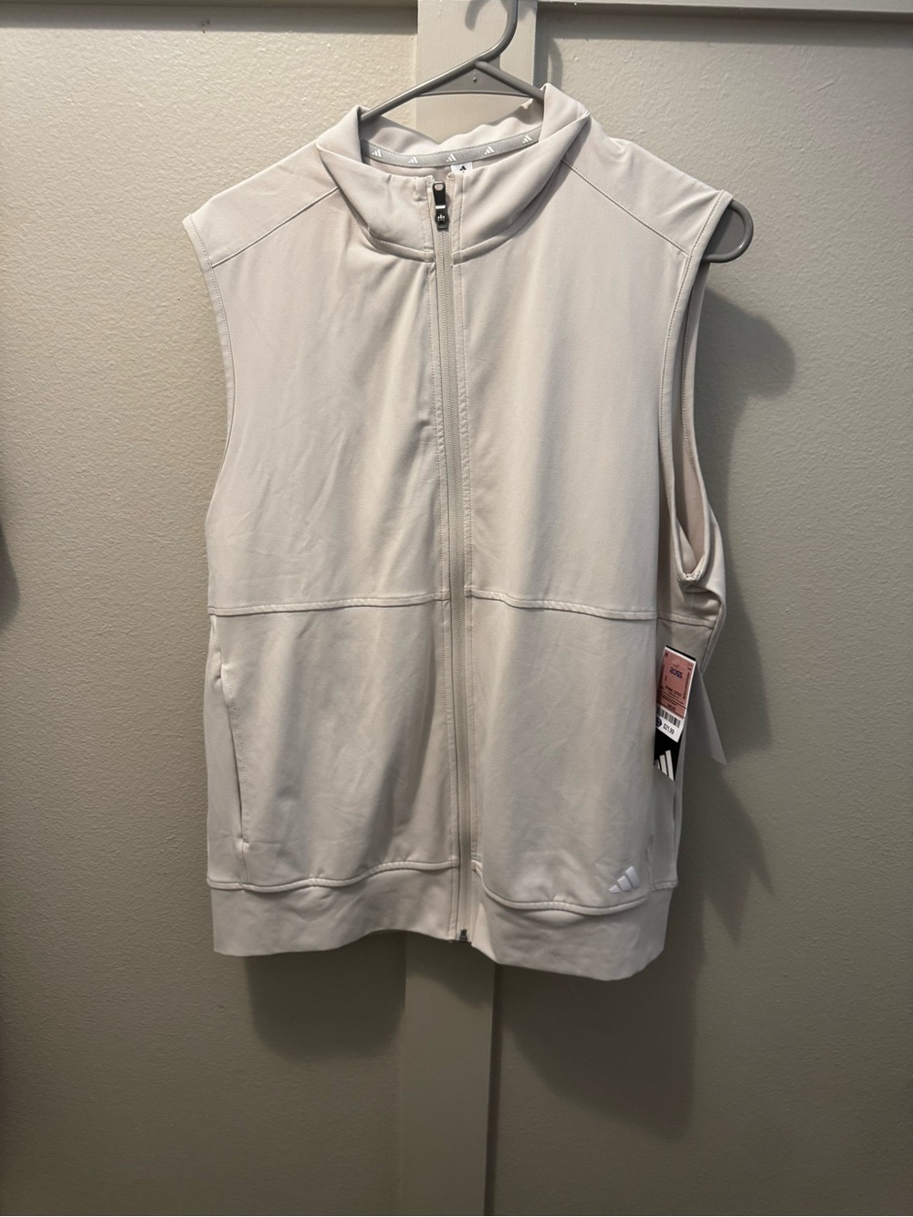 adidas men’s Sleeveless Zip-Front Vest — White